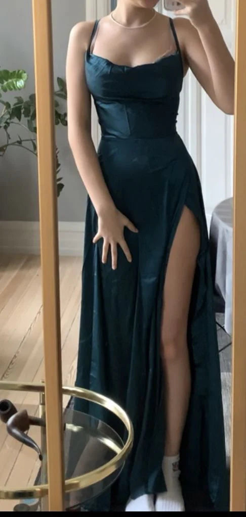 Wholesale Modest A Line Halter Long Slit Prom Dresses Evening Dress formal wear dresses